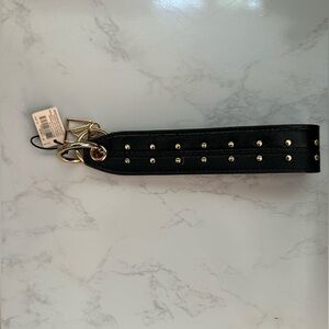 Victoria's Secret Black and Gold Loop Key Strap with Studded Design